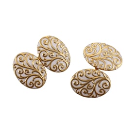 Antique 18k Gold Enamel Cufflinks
