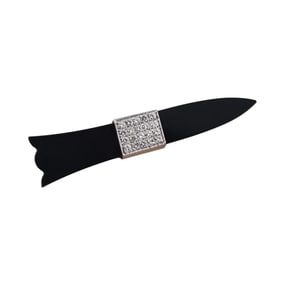14k Gold Onyx Diamond Brooch Pin