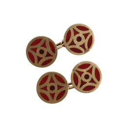 Antique plique a Jour Enamel 18k Gold Cufflinks