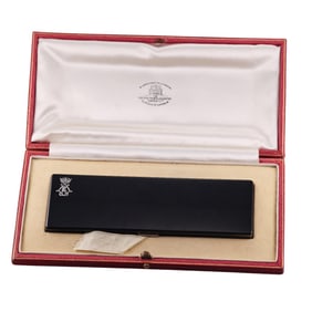 Art Deco English 18k Gold Enamel Diamond Vanity Case