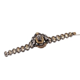 Antique Early Victorian European Silver Gold Locket Bracelet