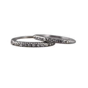 Midcentury Platinum Diamond Wedding Band Ring Lot of 2