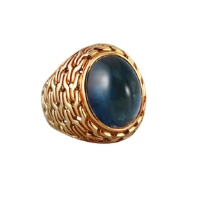 John Hardy Classic 18k Gold London Blue Topaz Ring