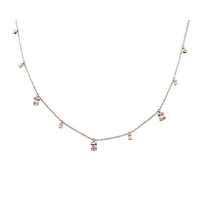 14k Yellow Gold Diamond Station Necklace