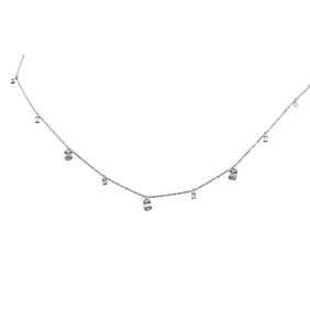14k White Gold Diamond Station Necklace