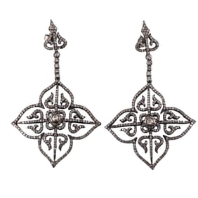 Silver 14k Gold Diamond Drop Earrings