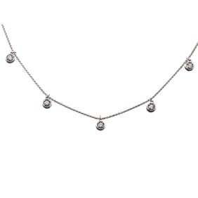 14k White Gold Diamond Station Necklace
