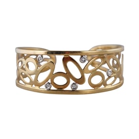 Roberto Coin Chic and Shine 18k Gold Diamond Cuff Bracelet