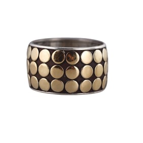 John Hardy Dots 18k Gold Silver Wide Band Ring