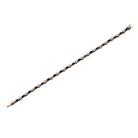 14k Gold Diamond Sapphire Line Bracelet
