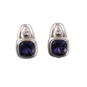 18k Gold Tanzanite Diamond Earrings