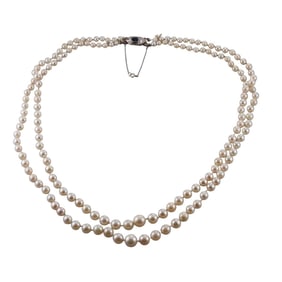 Art Deco 14k Gold Diamond Sapphire Pearl Necklace