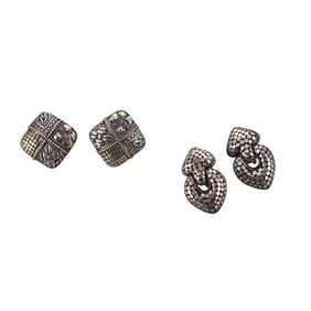 John Hardy 18k Gold Silver Dots Earrings 2 Pairs