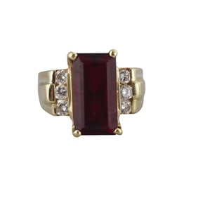18k Gold Rubellite Diamond Ring