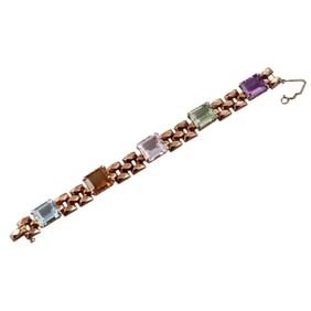Retro 18k Gold Gemstone Bracelet