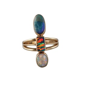 14k Gold Black Opal Ring