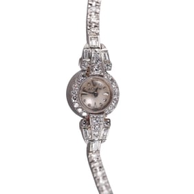 LeCoultre Mid Century Platinum Diamond Ladies Watch