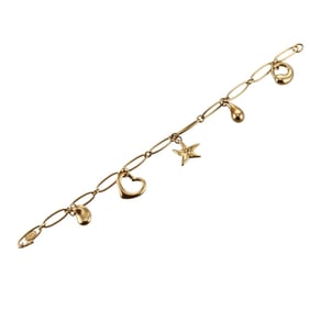 Tiffany & Co Elsa Peretti 18k Gold Charm Bracelet