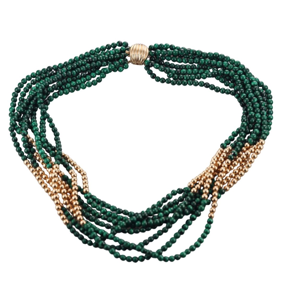 14k Gold Malachite Bead Necklace (1 of 3)
