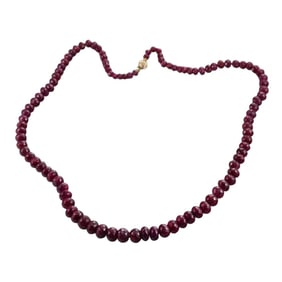 14k Gold Faceted Ruby Bead Necklace