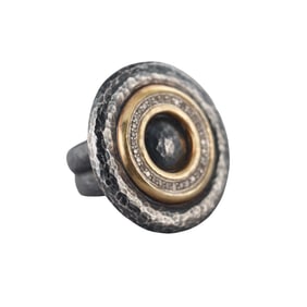 Gurhan 24k Gold Silver Diamond Ring