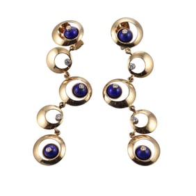Aletto Brothers 18k Gold Diamond Lapis Drop Earrings