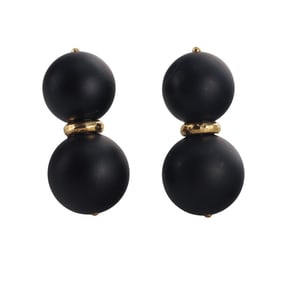 Andrew Clunn 18k Gold Black Ball Earrings