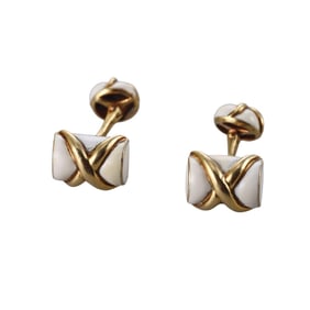 Tiffany & Co Schlumberger 18k Gold Enamel X Cufflinks