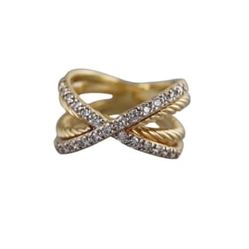 David Yurman Crossover Cable 18k Gold Diamond Ring