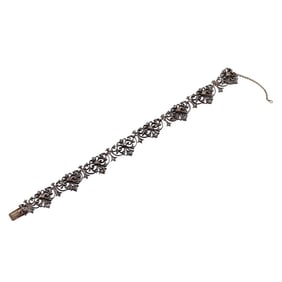 Antique Silver 18k Gold Diamond Bracelet