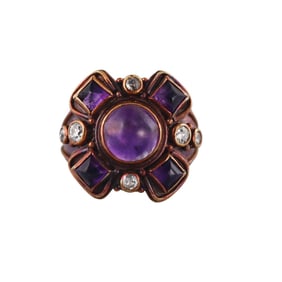 Antique 18k Gold Amethyst Diamond Ring