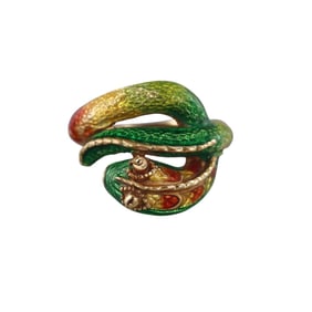 Antique 18k Gold Enamel Snake Ring