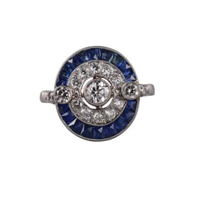 Platinum Diamond Sapphire Ring