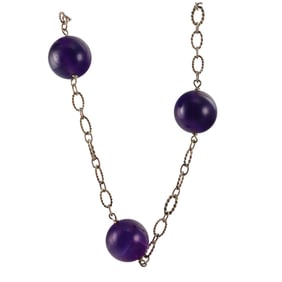 14k Gold Amethyst Bead Necklace