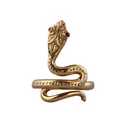 Antique 18k Gold Ruby Snake Ring