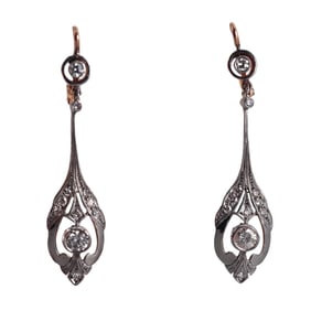 14k Gold Diamond Drop Earrings