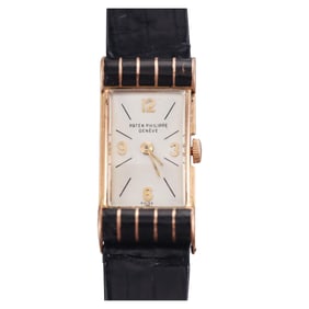 Patek Philippe 1920's Enamel 18k Rose Gold Watch 5892