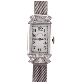Tiffany & Co. Art Deco 18k Gold Platinum Diamonds Ladies Watch