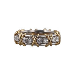 Tiffany & Co Schlumberger Sixteen Stone Diamond Gold Platinum Ring