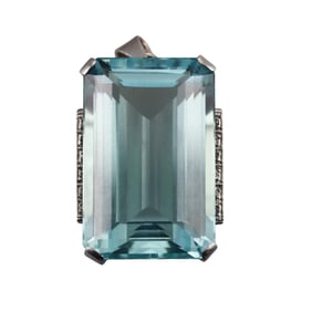 67ct Aquamarine Platinum Diamond Pendant