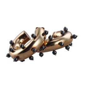 14k Gold Black Pearl Hoop Earrings