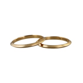 Tiffany & Co 18k Gold Knife Edge Wedding Band Ring Set of 2