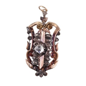 Antique Victorian 18k Gold Silver Rose Cut Diamond Pendant