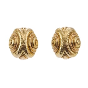 David Webb Swirl Motif Gold Earrings