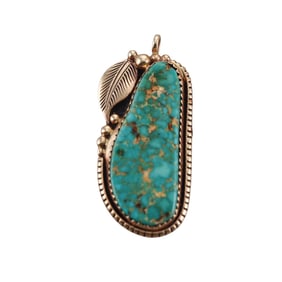 Ed Kee Navajo Native American 14k Gold Turquoise Pendant