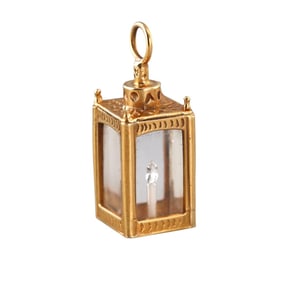 18k Gold Lantern Charm Pendant