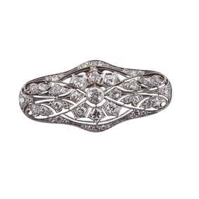 Art Deco Platinum Diamond Brooch Pendant