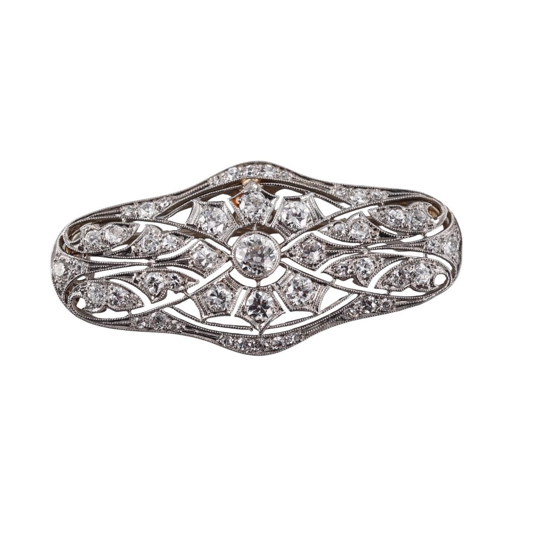 Art Deco Platinum Diamond Brooch Pendant (1 of 3)