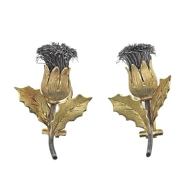 Buccellati Gold Silver Thistle Earrings