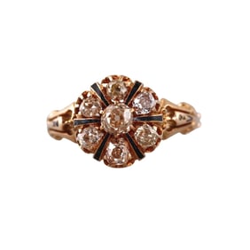 Antique Victorian 14k Gold Diamond Cluster Ring